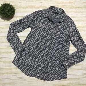 Banana‎ Republic Blue Cream Soft awash Button Front Shirt Aztec Southwest Medium